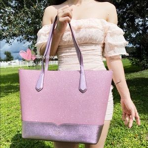 NWT Kate Spade Glitter Large Top Zip Tote RosePink
